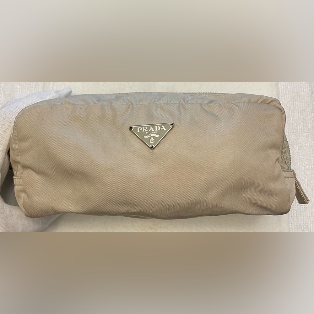 Prada Authentic Vintage Cream Nylon Pouch